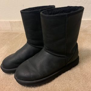 Black leather Ugg Boots